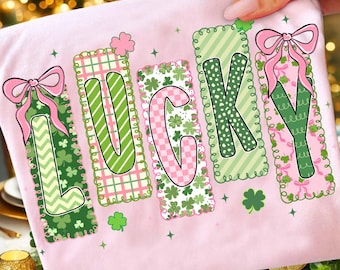 Coquette Patrick's Day Bow Png, Patrick Day Png, Shamrock Lucky Bow Png, Trendy Png, Irish Patrick Day Pink Design, Brushstroke, Green Day