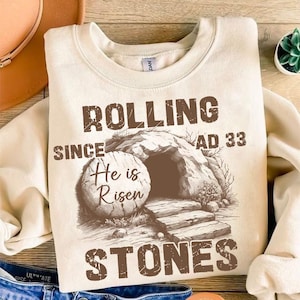 Christian Easter Rolling Stones PNG, Retro Easter Christian Jesus Shirt Design, Easter Png, Jesus Christian Png, He is Risen Design Png