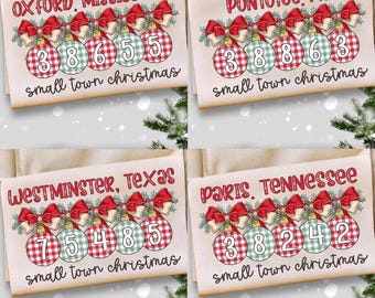 Custom Small Town Christmas Png, Custom Christmas Png, Christmas Png, Custom Zip Code, Southern Christmas Sublimation Design, Digital File