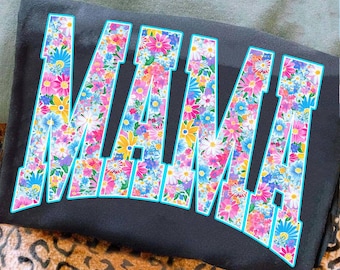 Retro Neon Mama Floral Png, Bright Ditsy Floral Mama Summer Png, Neon Summer Png, Checkered Leopard, Summer Floral , Mother's Day