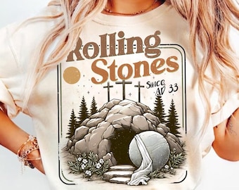 Christian Easter Rolling Stones PNG, Retro Easter Christian Jesus Shirt Design, Easter Png, Jesus Christian Png, He is Risen Design Png