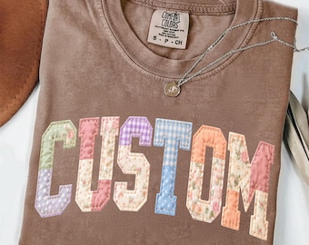 Patchwork Floral Custom Png, Grandma Core Png, Faux Embroidered Mom Shirt Design, Varsity Mom Png, Mothers Day Png, Cottagecore