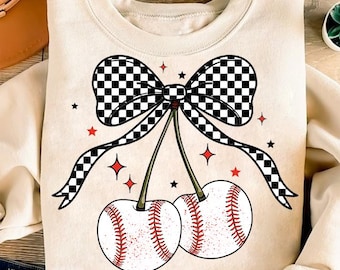 Baseball Cherries Coquette Png, Baseball Coquette Png, Game Day Baseball Png, Checkered Baseball Bow, Baseball Mama Png, Baseball Mom Png