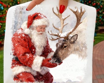 Retro Santa And Reindeer Png, Vintage Christmas Png, Santa and Reindeer Png, Christmas Shirt PNG, Holiday Gift, Xmas Gift, Digital Download