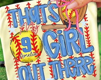 Preppy Softball That's my girl out there Stripes Lace Png, Custom Softball Coquette Bow Png, Softball Grandma Png,Game Day Design Watercolor