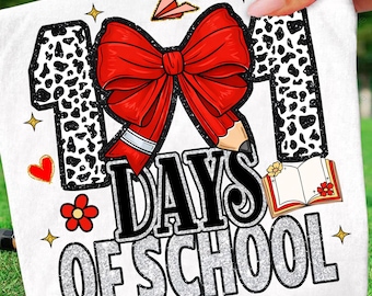Preppy Coquette 101 Days of School Dalmatian Dots Glitter Png, Coquette Pencil Bow Teacher Doodle Png, Teach Love Inspire Png, Leopard