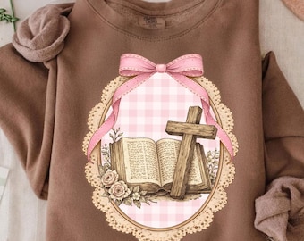 Vintage Thrifted Christian Cross Png, conception de chemise de grand-mère, Sublimation de la Bible cadre ovale Coquette CottageCore, Homestead Mama numérique