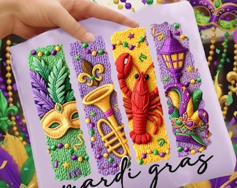 Hilo sintético Mardi Gras (PNG), Ganchillo Mardi Gras (PNG), Tejido de punto con purpurina preppy (PNG), Bordado sintético Mardi Gras (PNG) Luisiana (PNG)