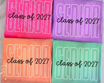 Retro Senior Class of 2027 PNG, Class of 2027 Sublimation, Graduation Shirt Design, Preppy Retro Senior Digital Download