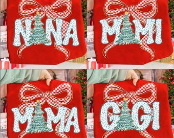 Kokette Frohe Weihnachten Mama Bundle Png, Adrette Weihnachtsfamilie Png, Rot karierte Buchstaben Png, Trendy Christmas Mama Shirt Design, Kokette