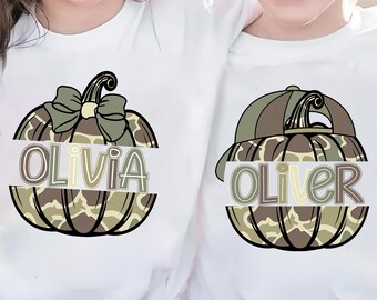 Personalisierte Kürbis Camo Kinder Name PNG, Herbst Benutzerdefinierte Kürbis PNG, Junge Mädchen Herbst CamoPNG, trendige Png, Ballkappe, Bogen, Hand gezeichnet, Camo