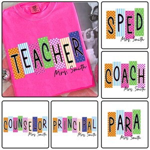 School Occupation PNG Bundle, Back to School Teacher Sped Para Counselor, Preppy First Day of School Daisy Floral Girly Png, Drawn