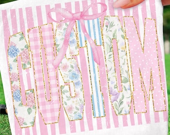 Striped Custom Coquette Floral PNG , Trendy Ditsy Grandmillennial Sublimation Design, Gift for Mother's Day, Preppy Mom Design