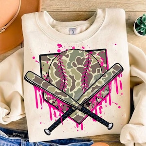 Camo Baseball Drip png, Girl Camo baseball design, Boys baseball shirt png, home plate and bat sublimation design, Baseball Game Day Png