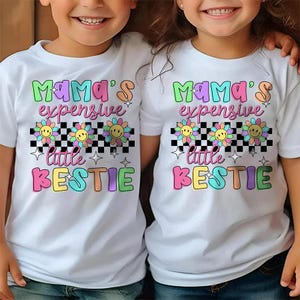 PNG de la pequeña amiga querida de mamá, vida infantil, diseño de sublimación para niño pequeño, niña, pequeña amiga, mejor amiga de mamá, letra neón para niño pequeño