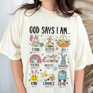 God Says I Am Easter PNG, Christian Easter PNG, Retro Easter Shirt Design png, Jesus Easter Sublimation Design, Easter Bible Verse Png