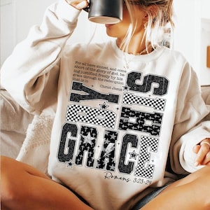 Saved By His Amazing Grace Png, Jesus PNG, Bible Verse png Christian Sublimation, God Png,Preppy Black White,Christian Shirt,Faith Religious