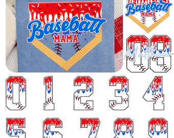 Personalized Baseball Mama Drip Varsity Glitter png, Baseball Ice Cream Drip png, Red White Blue Drip, 4th July Drip png, Baseball Numbers