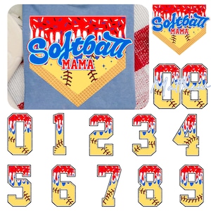 Personalized Softball Mama Drip Varsity Glitter png, Softball Ice Cream Drip png, Red White Blue Drip, 4th July Drip png, Softball Numbers