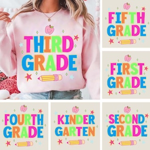 Back to School Bundle PNG, Preppy Teacher First Day of School Shirt Design, Colorful Coquette Sublimation, Pre-k 1st/2nd/3rd/4th Grade