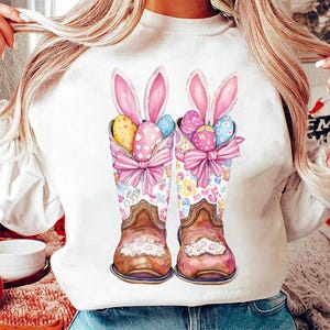 Howdy Easter Png, Cowboy Boots Easter Coquette png, Western Easter Bunny Watercolor PNG, Happy Easter Png, Funny Easter Png, Retro Easter