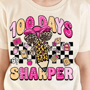 100 days of sharper png,  100 Days of School Leopard Print Png, 100 Days Smarter png, Pencil CoquettePng, School Png for Girls