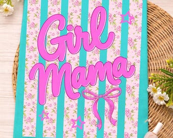 Striped Motherhood PNG, Trendy Floral Mama Girl Sublimation Design, Gift for Mother's Day, Preppy Mom Shirt Design, Trending Shirt Design