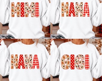 Retro Christmas Mama Polka Dots Png Bundle, Christmas Tree Outline Png, Gingerbread/Santa, Holiday Png, Xmas Snowman, Aesthetic,Distressed