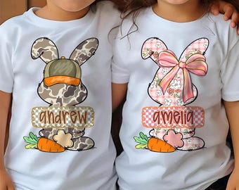 Personalized Bunny Name PNG, Kids Easter Bunny PNG, Custom Boy Girl Easter Name Design, Coquette Spring Sublimation Png