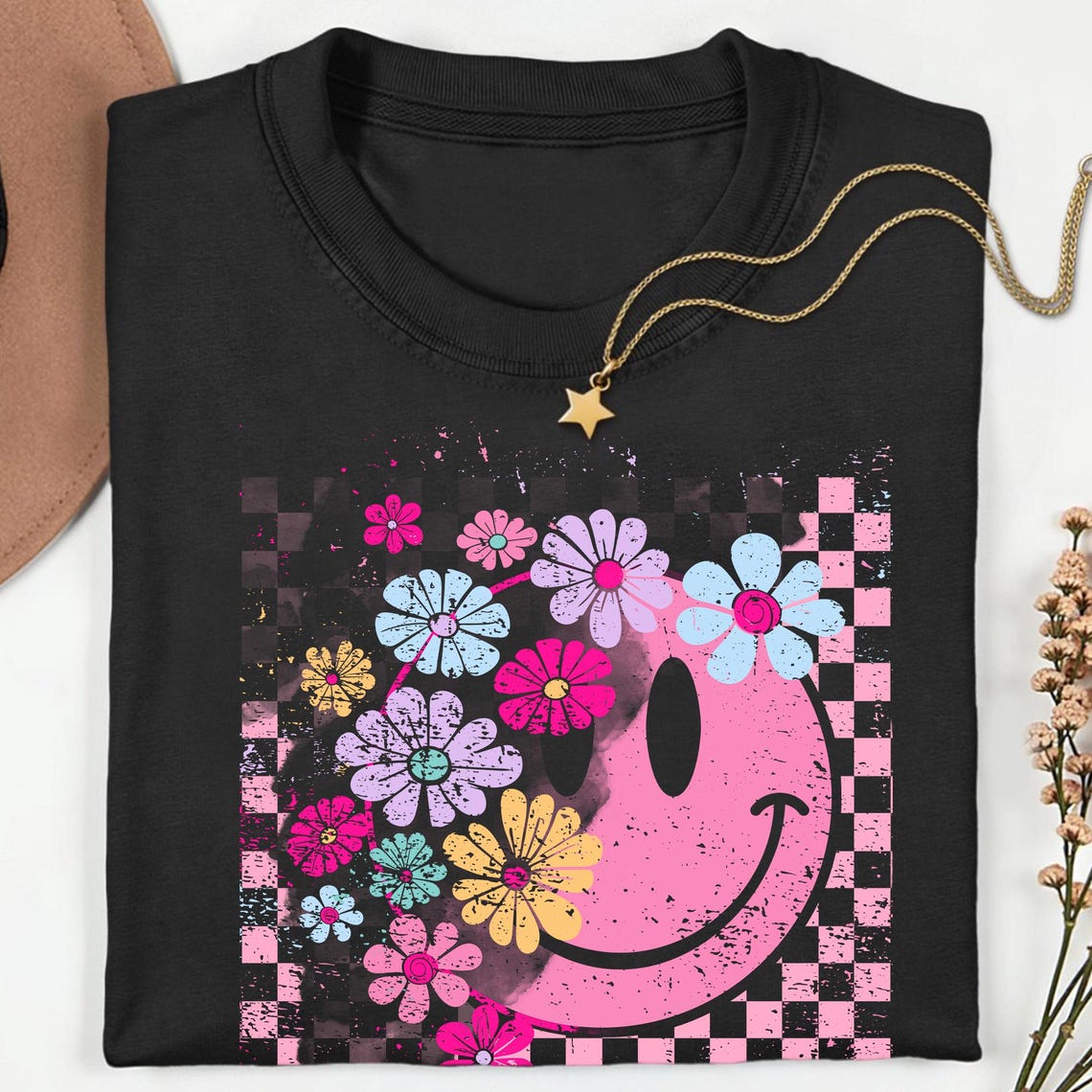 Retro Smiley Face Floral Png, Inspirational Png, Self Worth Png ...