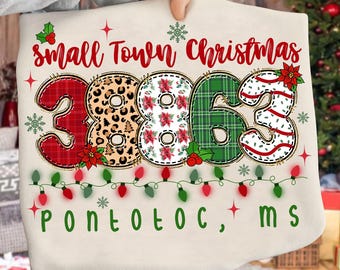 Custom Small Town Christmas Png, Custom Christmas Png, Christmas Png, Custom Zip Code, Southern Christmas Sublimation Design, Digital File