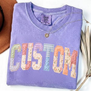 Patchwork Floral Custom Png, Grandma Core Png, Faux Embroidered Mom Shirt Design, Varsity Mom Png, Mothers Day Png, Cottagecore image 2