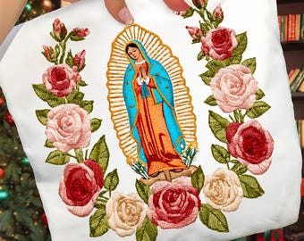 Our Lady of Guadalupe PNG, Virgin Mary PNG, Religious Christian Clipart, Catholic Art Sublimation, Floral Guadalupe Design, Faith PNG