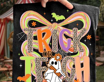 Coquette Trick Or Teach Halloween Brushstroke Png, Preppy TEACH Ghost Boo Leopard Png, Spooky PNG, Pink Leopard Ghost PNG, Halloween Teacher