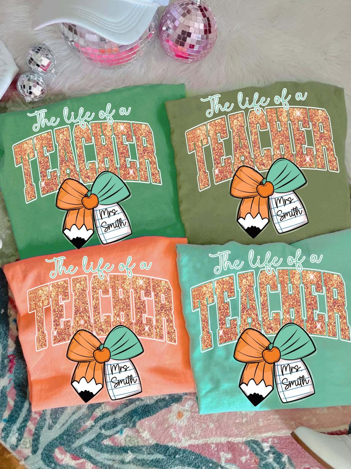 The Life of a Teacher Bow Custom Png, Back to School Png, New Teacher Gift, Teacher Appreciation, Elementary School Png, Teacher Life