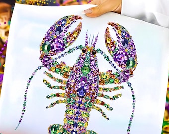 Rhinestone Mardi Gras Louisiana Crawfish Png, Fleur De Lis Png, Rhinestone Mardi Gras Png, Sparkle Mardi Gras Png, King Cake, Digital File