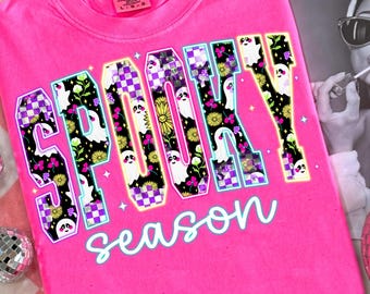 Neon Spooky Season Halloween Checkered Png, Neon Spooky Floral Ghost Png, Checkered Halloween png, Halloween Girly png, Fall png, Cute Ghost