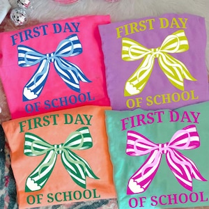Neon Coquette Pencil Bow Back to School Bundle PNG, Preppy Teacher First Day of School Shirt Design, Colorful Sublimation, 1st/2nd/3rd/4th