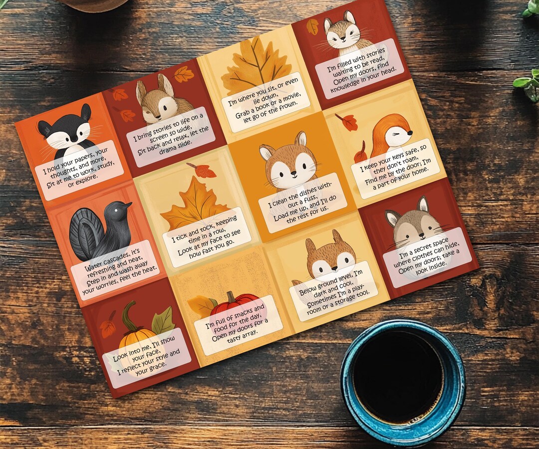 Fall Riddles Hunt Indoor Scavenger Hunt Autumn Fall Theme, Kids & Teens Scavenger Hunt ...