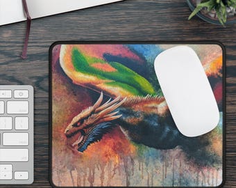 ブルードラゴンと騎士の戦い - ファンタジーゲーミングマウスパッド