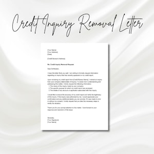 Credit Inquiry Removal Letter, Credit Repair Letter, Credit Dispute PDF, Hard Inquiry Removal, Fix Credit