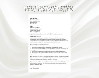 Debt Collection Dispute Letter, Debt Dispute Letter, Debt Validation Letter PDF