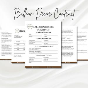 Modello di contratto modificabile per decorazioni con palloncini, contratto di servizio per artisti di palloncini, contratto di servizio per decorazioni con palloncini in formato PDF