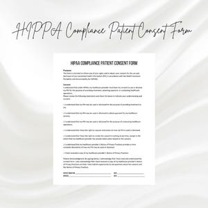 Editable HIPAA Consent Form Template, Medical Consent New Patient Form, Medical Release Form