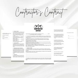 Editable Construction Contract, Contractor Agreement, Construction Agreement Template, Remodeling Contract