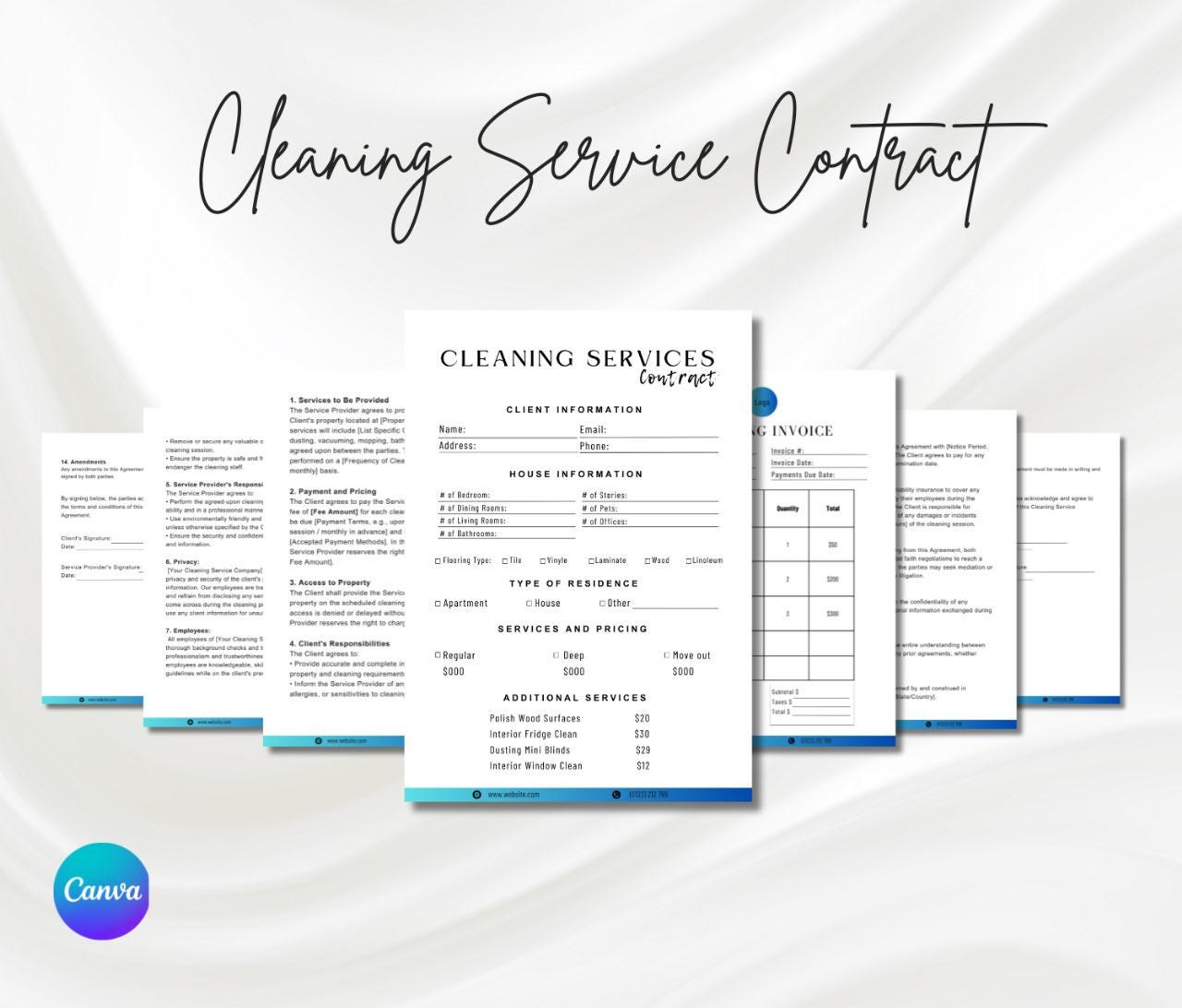 Cleaning Service Contract, Cleaning Service Agreement, Cleaning Service ...