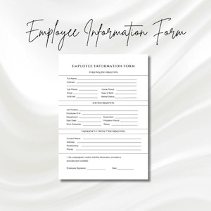 Employee Information Form, Employee Onboarding, Hiring Template, New Hire Paperwork, HR Templates PDF