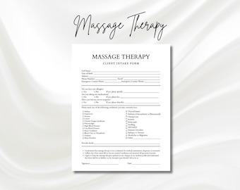 Massage Client Intake for Therapy, Massage Therapist Form, Massage Contract PDF, Esthetician Templates