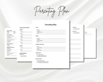 Parenting Plan Template, Printable Parenting Plan Form, Child Custody Agreement, Child Custody Form PDF