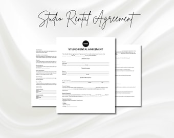Contrato de alquiler de estudio, contrato de alquiler de estudio, contrato de alquiler de estudio fotográfico editable, formulario de reserva de estudio